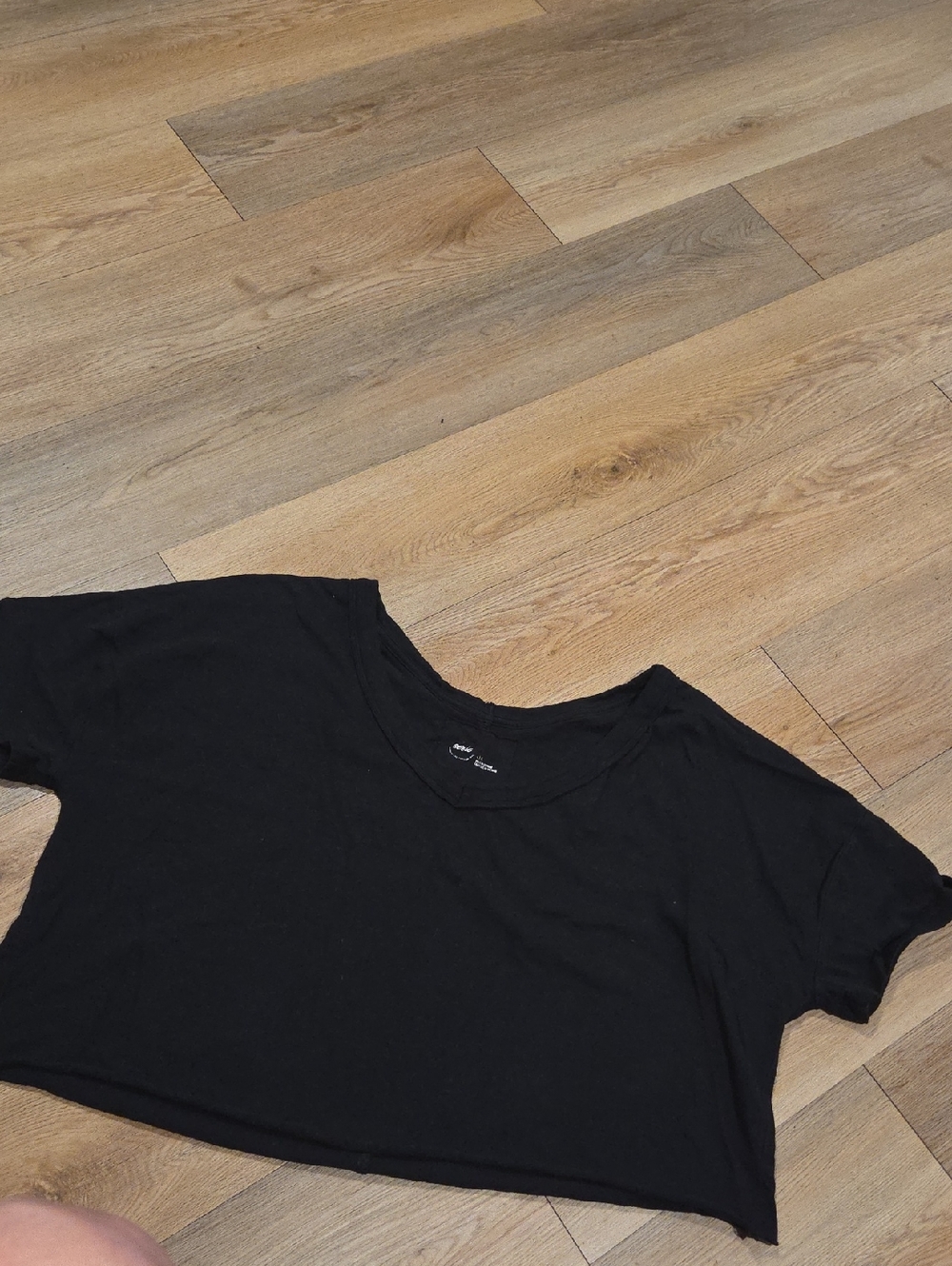 aerie Black Short Sleeve Crop Tee